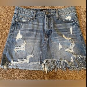 VERVET BY FLYING MONKEY Distressed Denim Mini Skirt